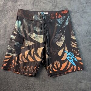 DA HUI men's black colorful board short 38 loose 1 cargo pocket stretch